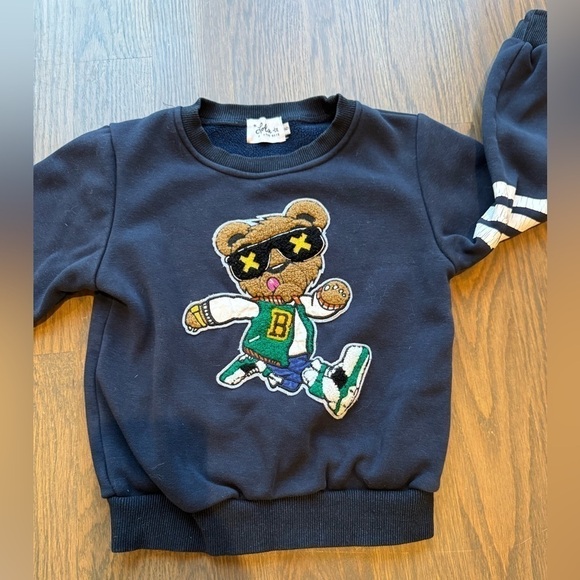 Lola + the Boys BEAR NAVY BLUE VARSITY SWEATSHIRT size 6 nautical coastal - Picture 5 of 8